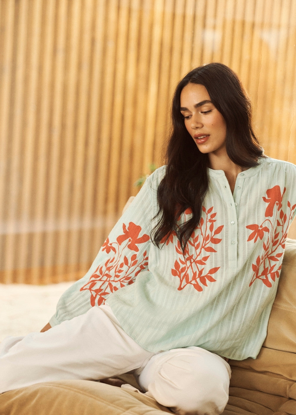 TIBALCO Embroidered cotton floral print blouse - 1 - Sud Express - Sud Express