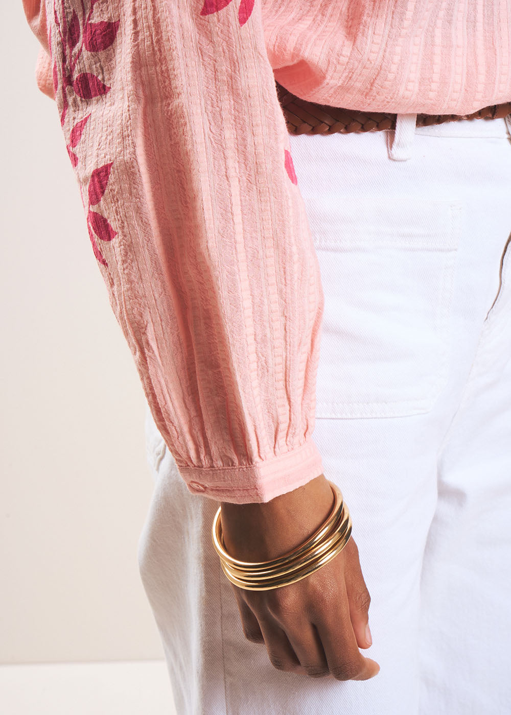 Embroidered cotton floral print blouse - Sud Express - 4 - Sud Express