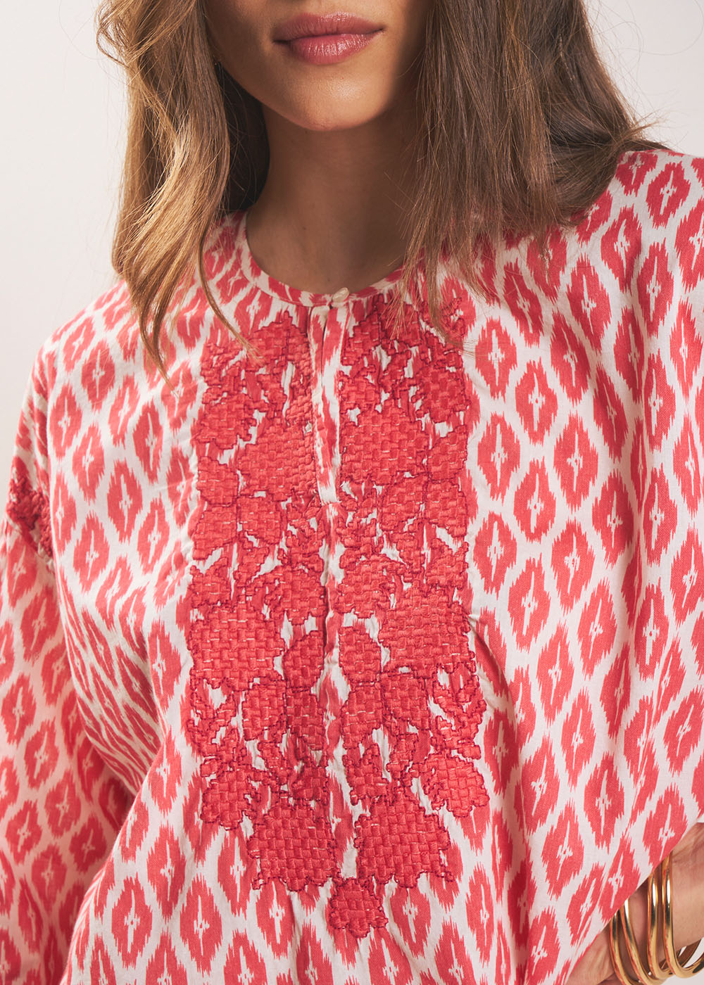 TAMAELLE Printed cotton blouse with Tunisian collar - 2 - Sud Express - Sud Express