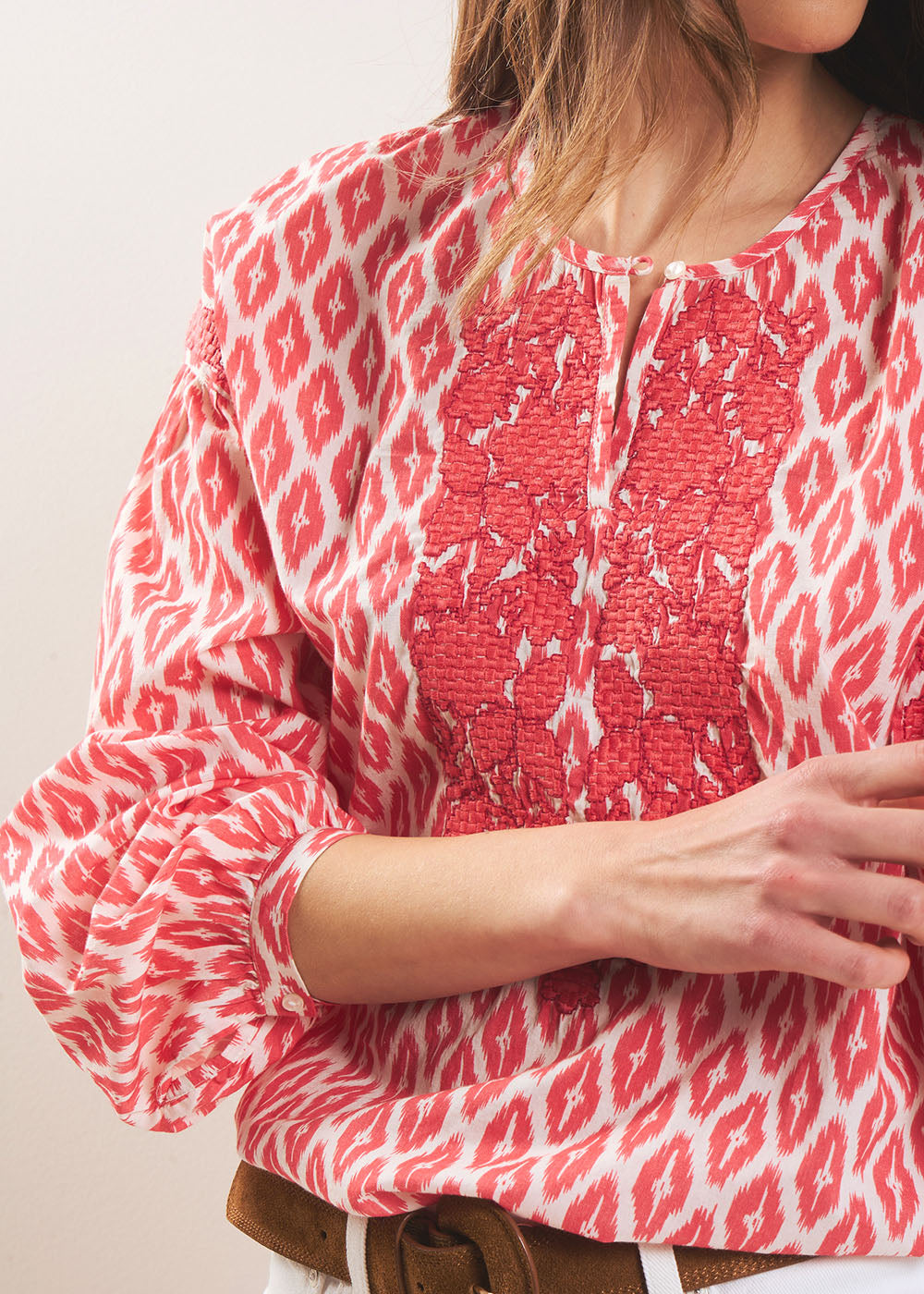TAMAELLE Printed cotton blouse with Tunisian collar - 4 - Sud Express - Sud Express
