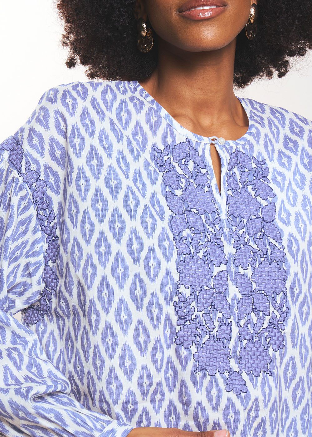TAMAELLE Printed cotton blouse with Tunisian collar - 2 - Sud Express - Sud Express