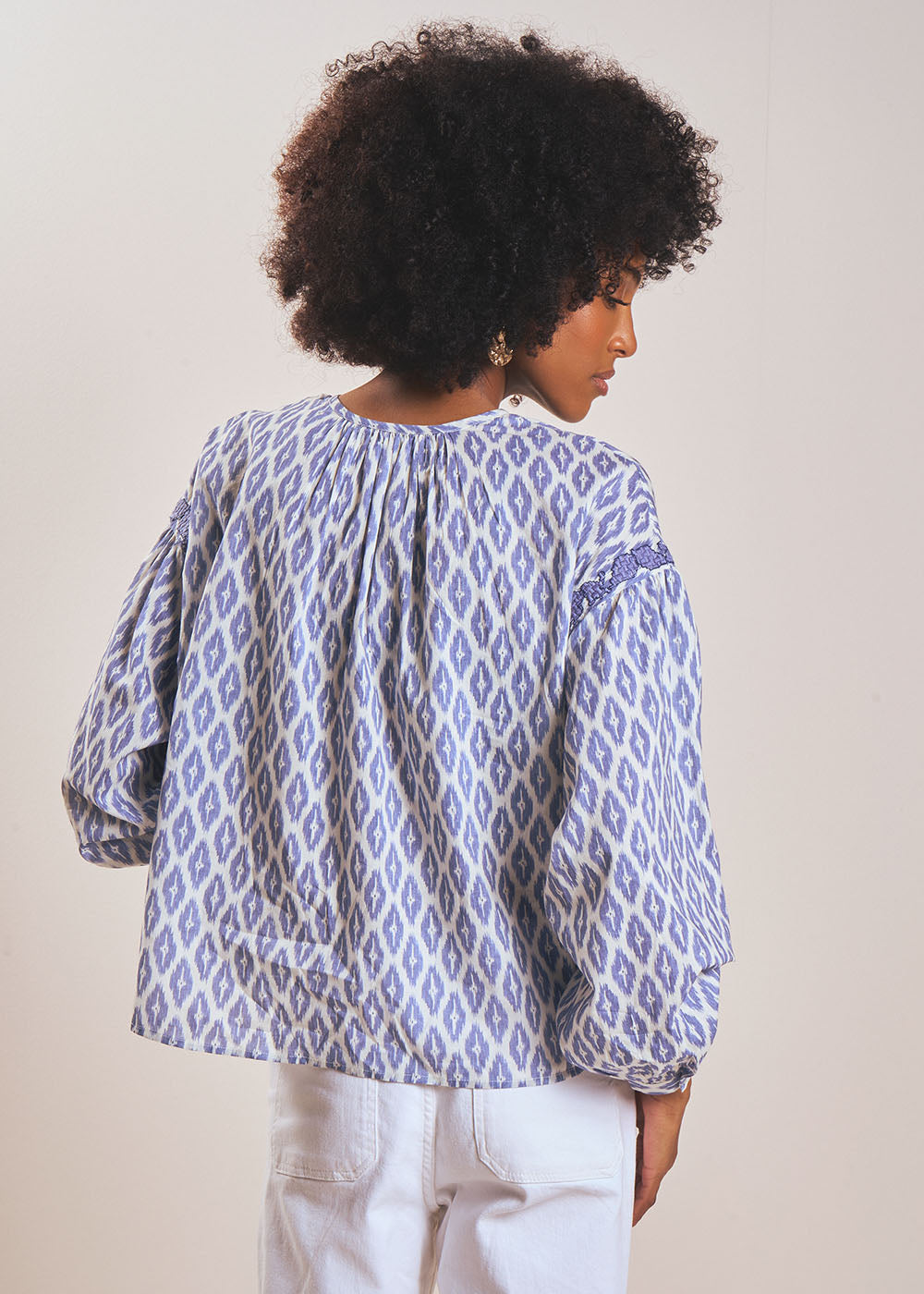 TAMAELLE Printed cotton blouse with Tunisian collar - 3 - Sud Express - Sud Express