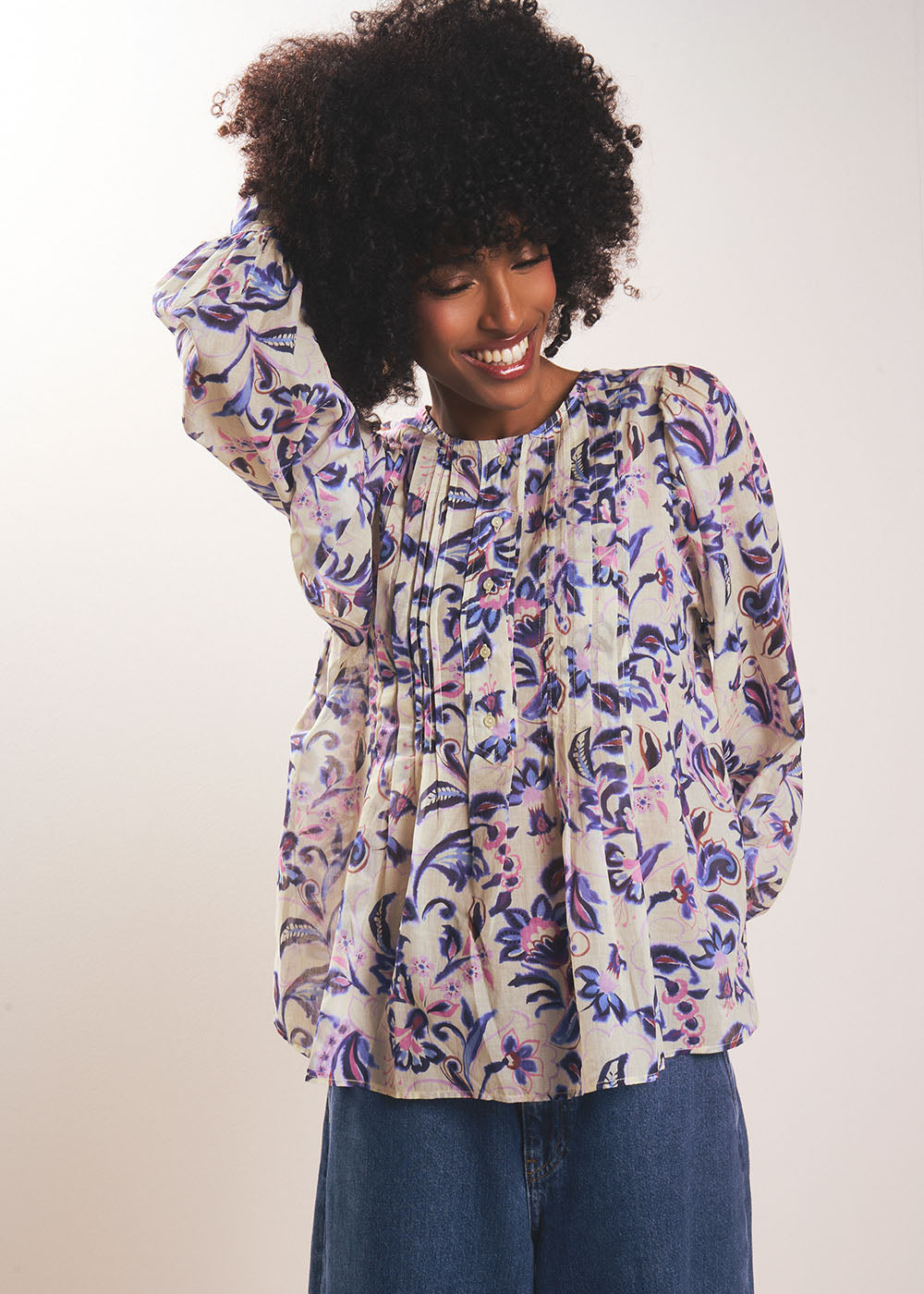 TALOLLY Printed shirt with round neck and flared silhouette - 1 - Sud Express - Sud Express