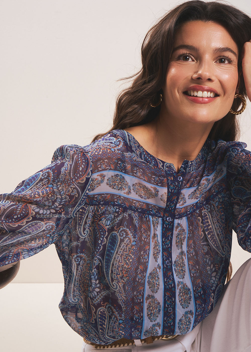 Long-sleeved printed blouse - Sud Express - 5 - Sud Express