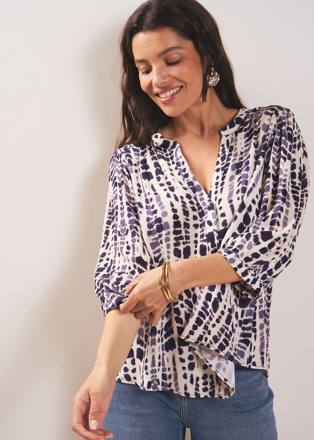 CENDAYA Ikat Leopard Print Blouse - 1 - Sud Express - Sud Express