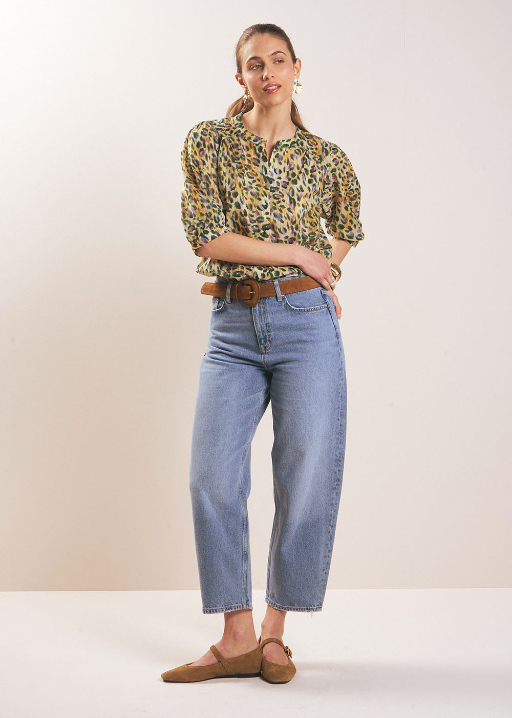 Leopard-print cotton blouse - Sud Express - 6 - Sud Express