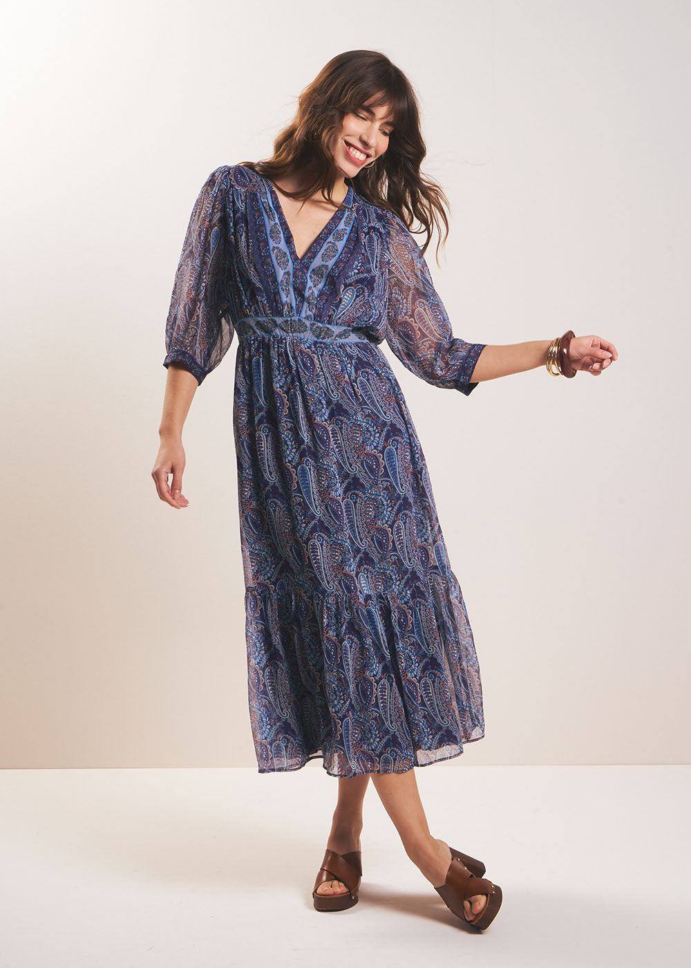 RINDILA Long printed dress with ruffles - 1 - Sud Express - Sud Express