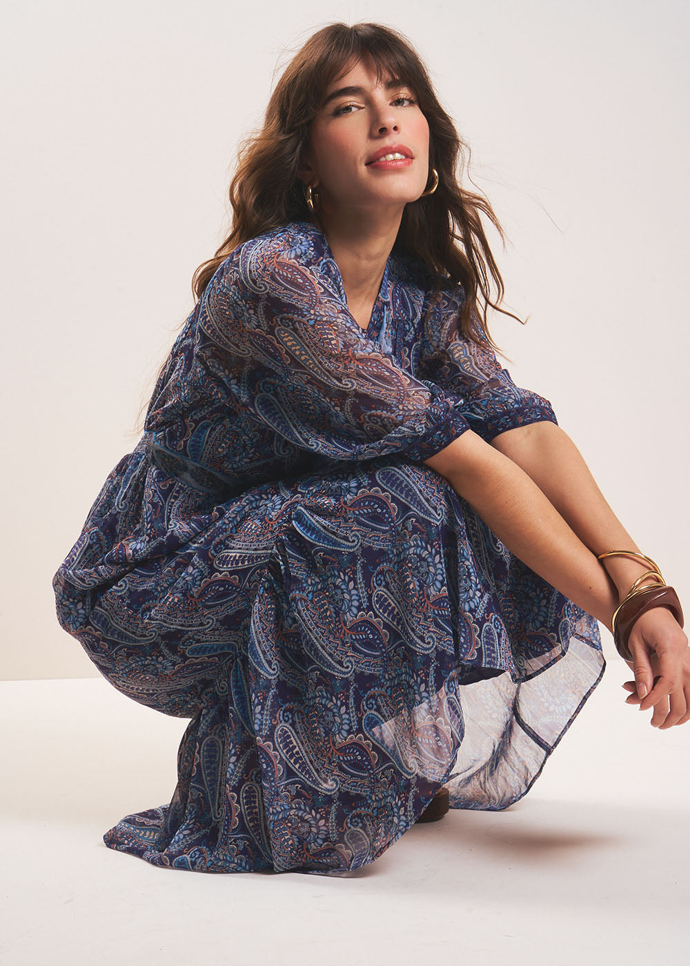 RINDILA Long printed dress with ruffles - 4 - Sud Express - Sud Express