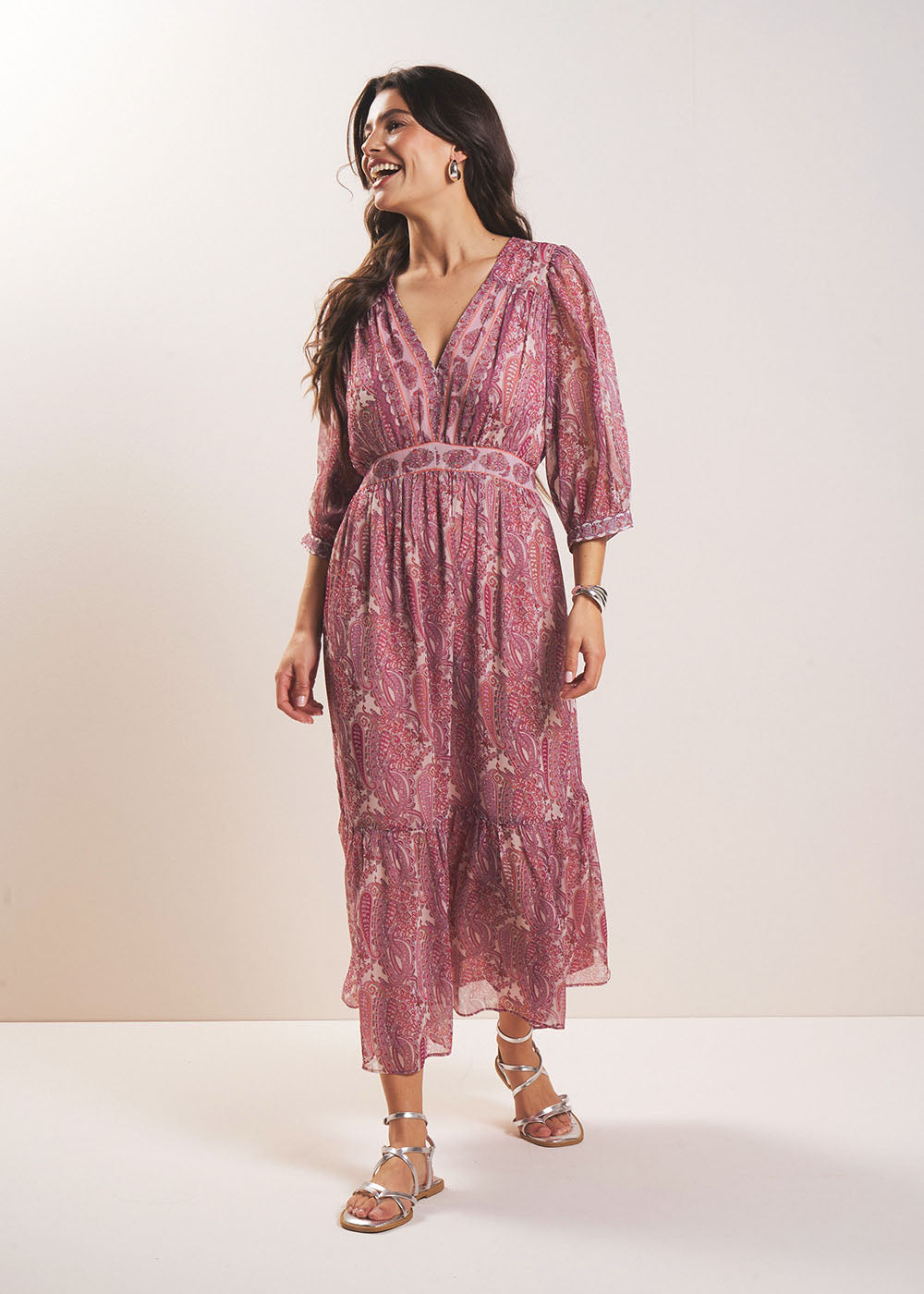 RINDILA Long printed dress with ruffles - 1 - Sud Express - Sud Express
