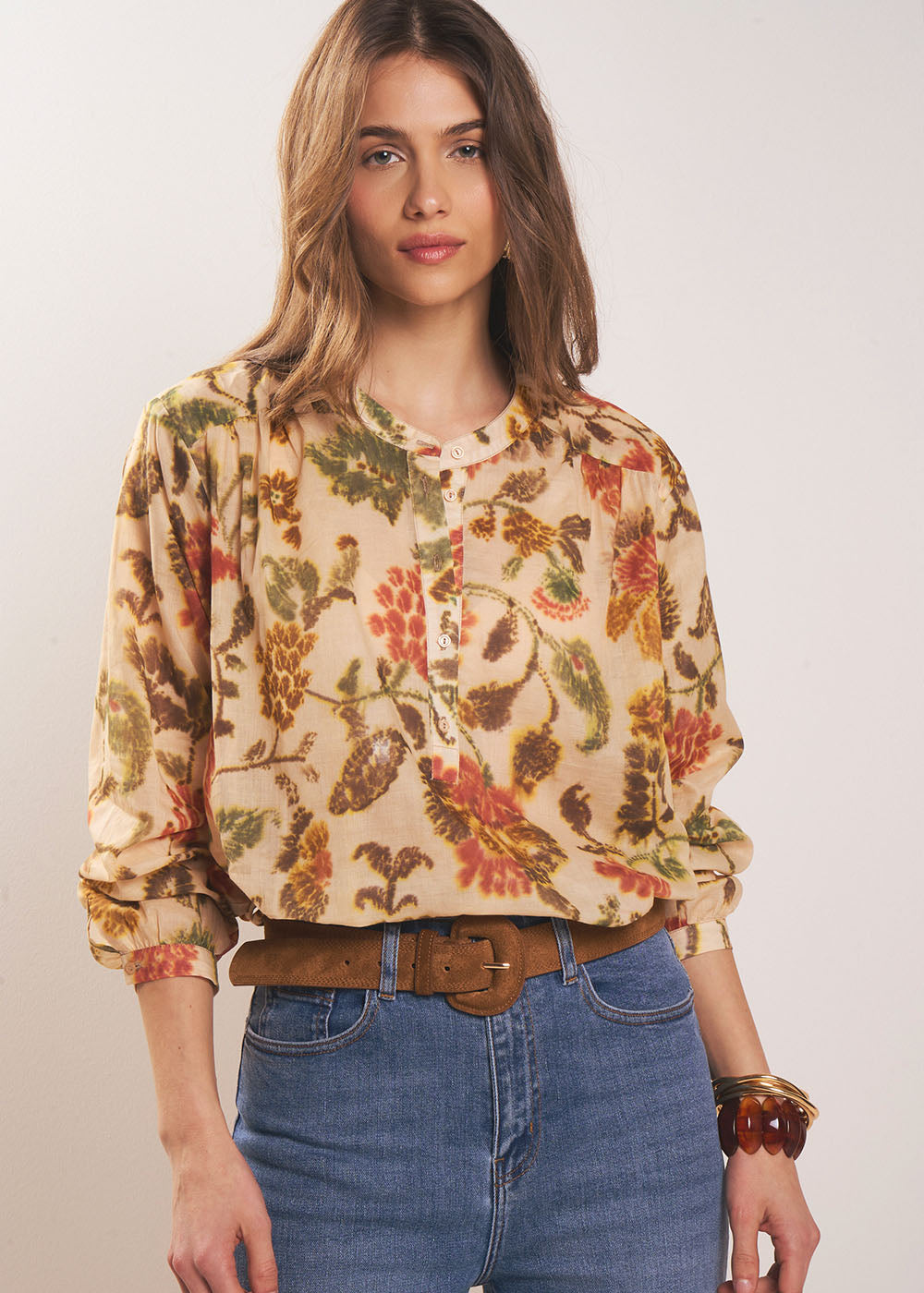 TOBELINE Floral print round-neck blouse - 1 - Sud Express - Sud Express