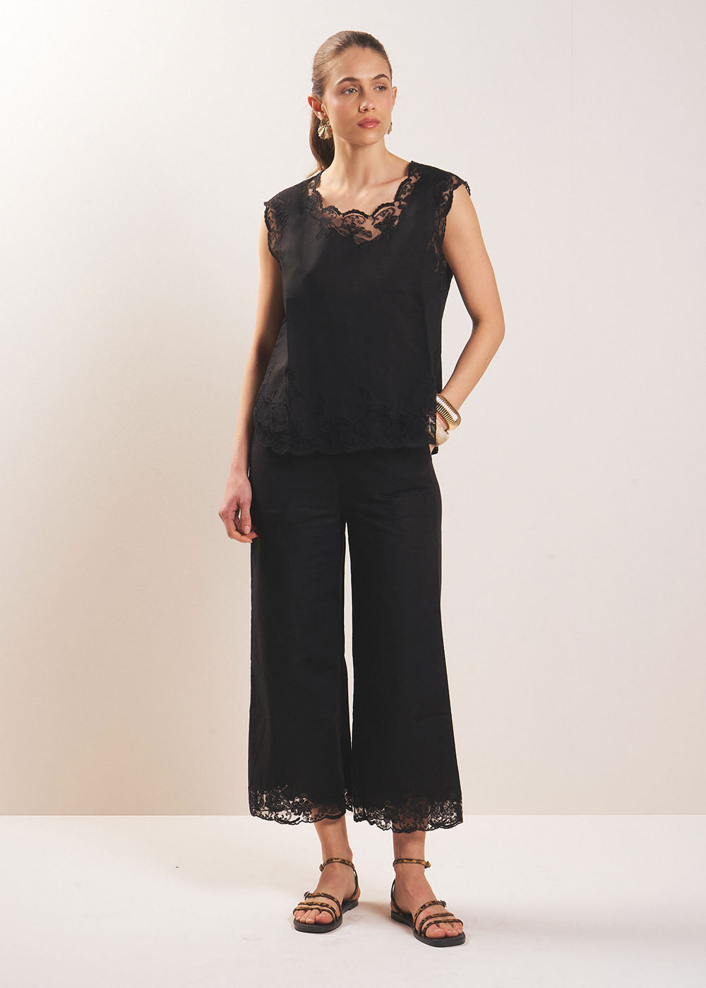 PASALO Lace-trimmed trousers - 1 - Sud Express - Sud Express
