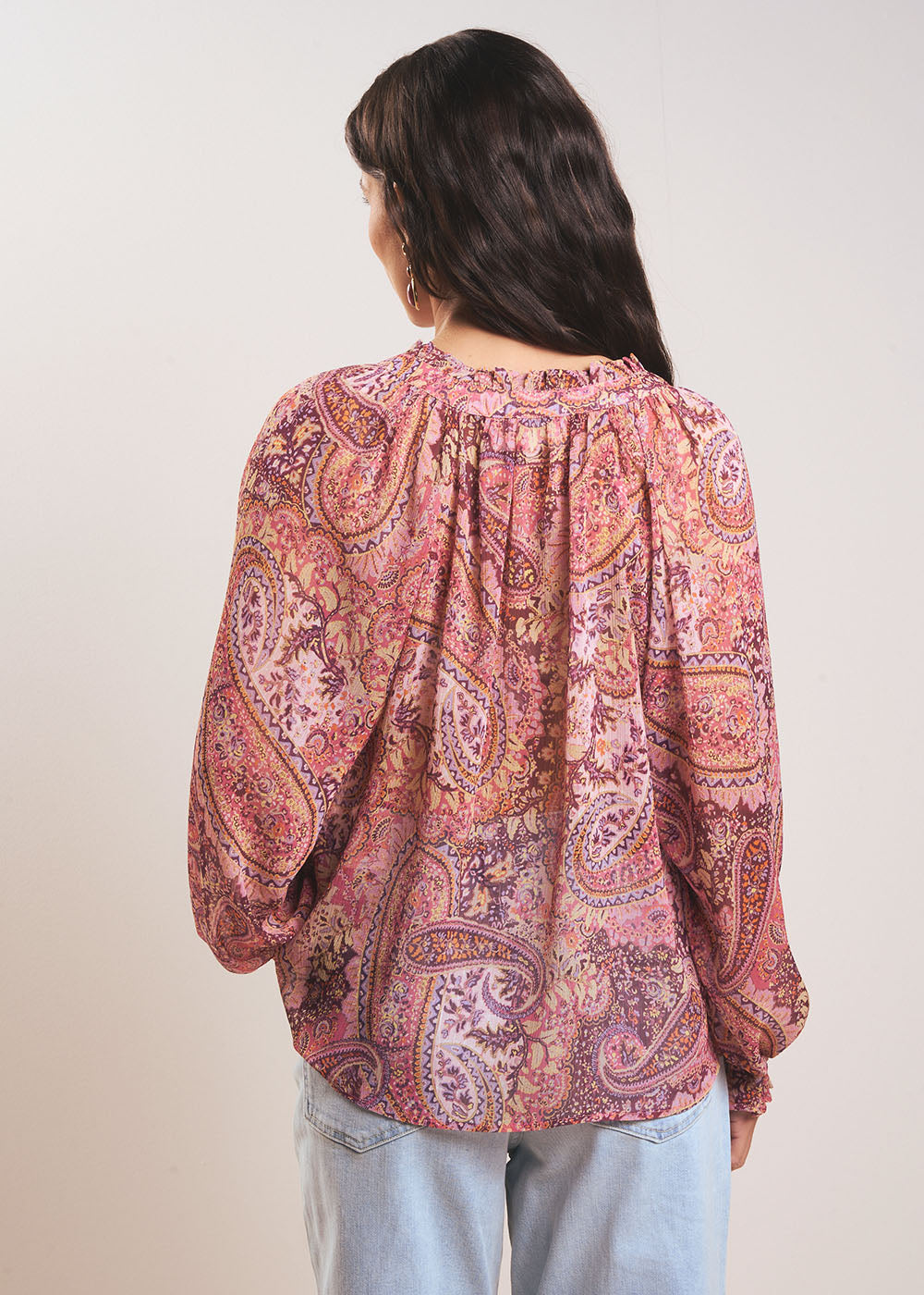 Victorian collar blouse with paisley print - Sud Express - 3 - Sud Express
