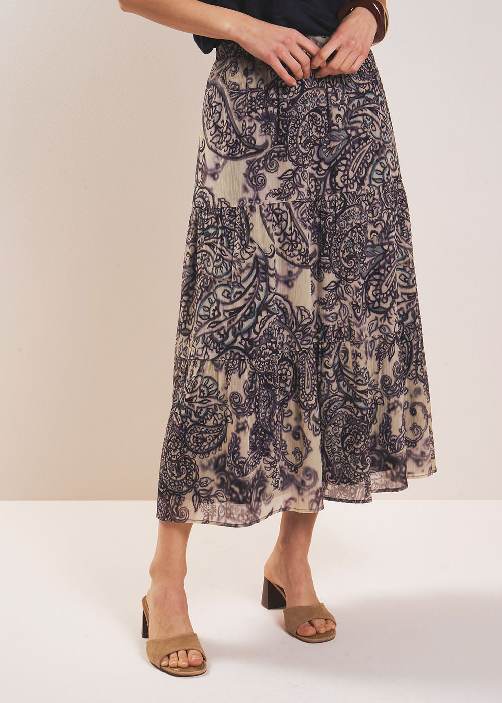 JAGGY Long chiffon skirt with paisley print - 2 - Sud Express - Sud Express