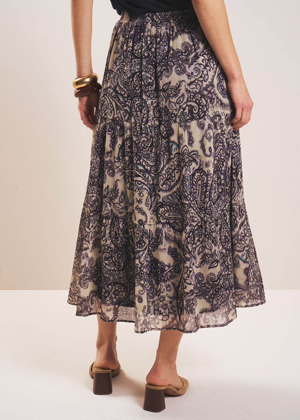 JAGGY Long chiffon skirt with paisley print - 3 - Sud Express - Sud Express
