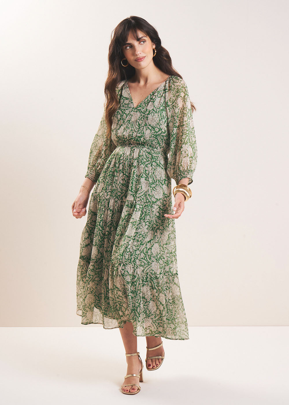 RALILIE Long printed dress with ruffles - 1 - Sud Express - Sud Express