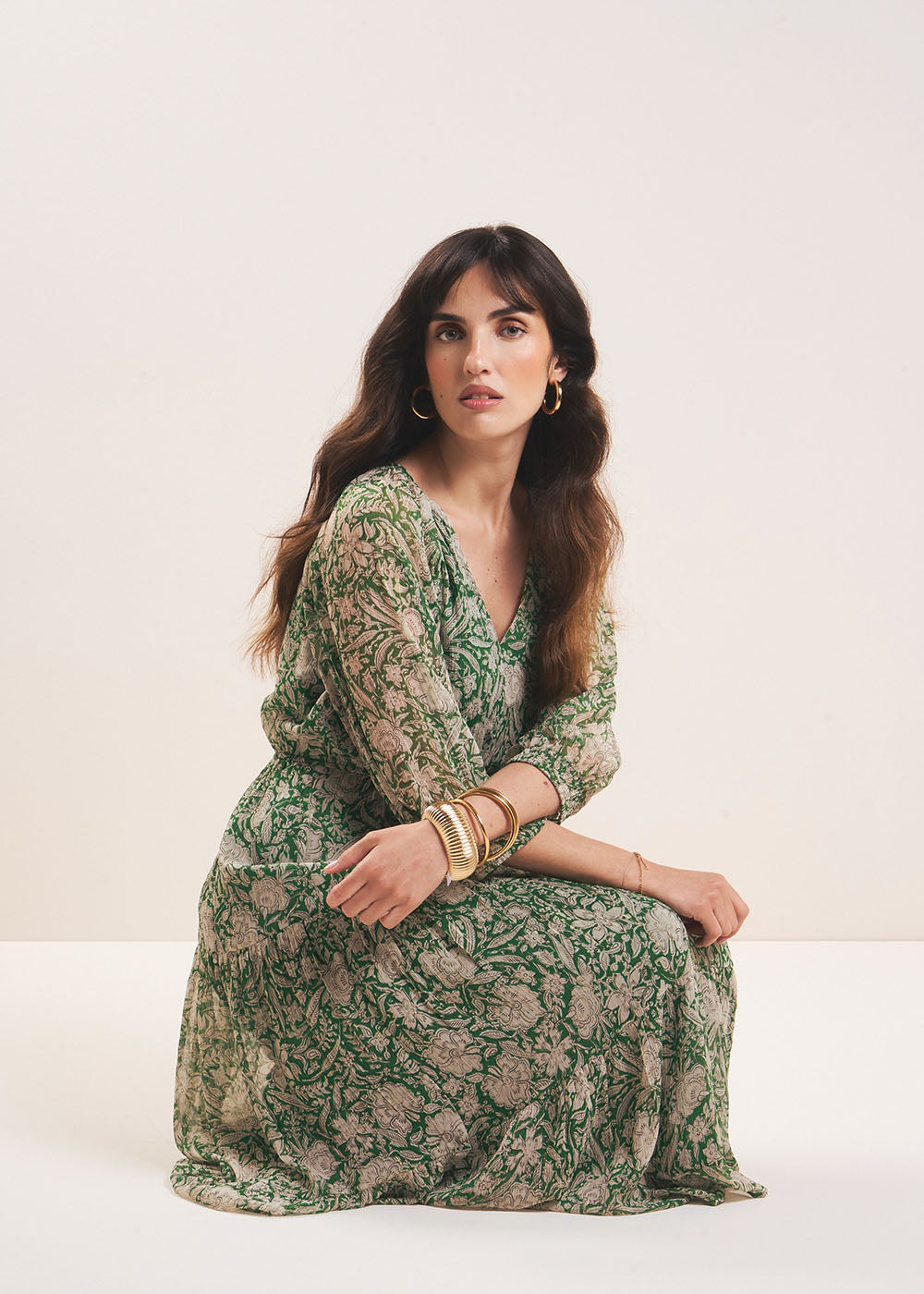 RALILIE Long printed dress with ruffles - 4 - Sud Express - Sud Express