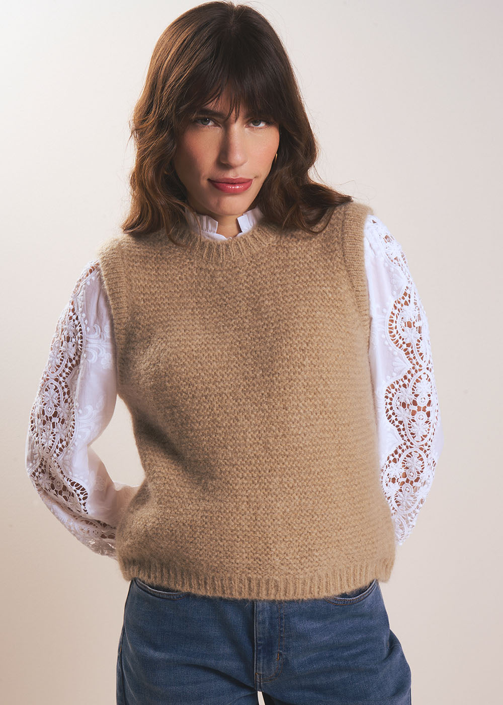 MOTANYA Sleeveless round neck sweater - 1 - Sud Express - Sud Express