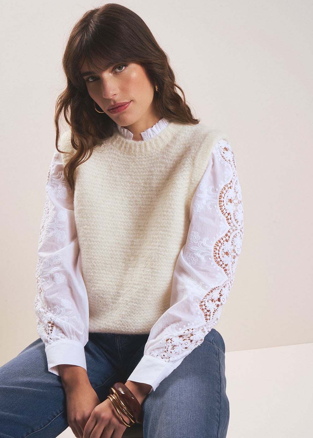 MOTANYA Sleeveless round neck sweater - 1 - Sud Express - Sud Express