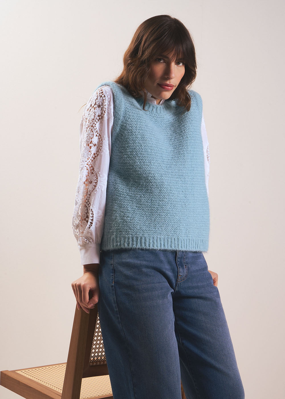 Sleeveless round neck sweater - Sud Express - 1 - Sud Express