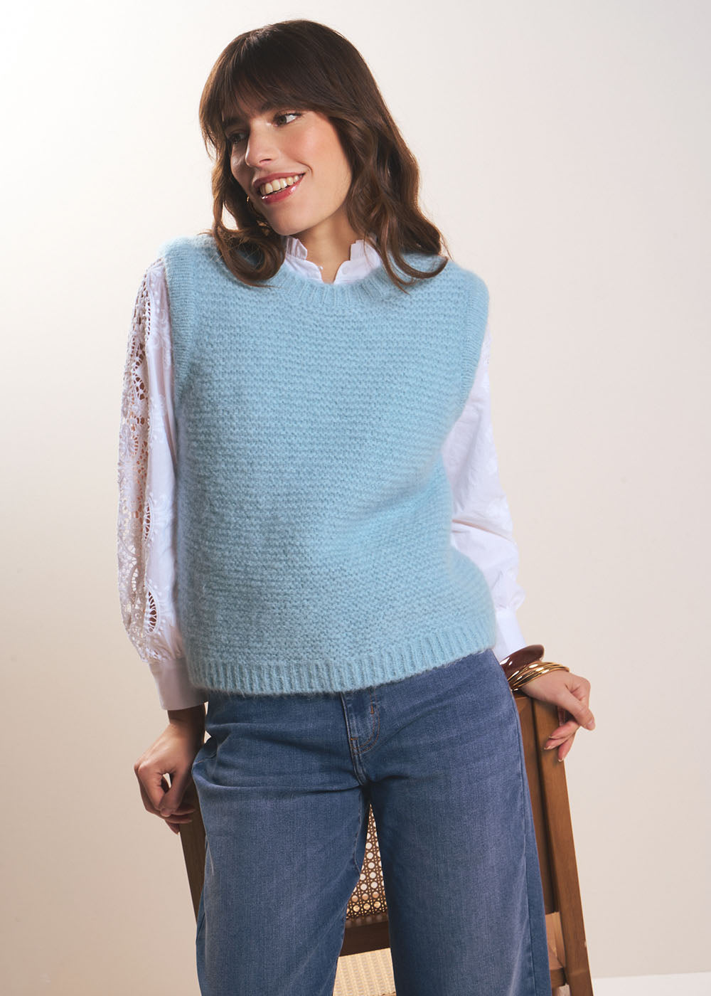 Sleeveless round neck sweater - Sud Express - 5 - Sud Express