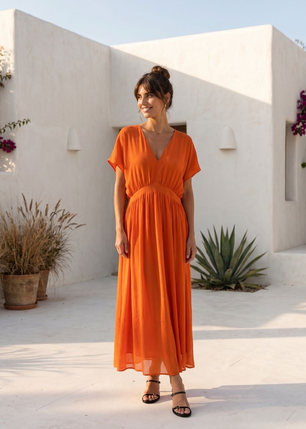 RAMELYA Long dress V neck - 1 - Sud Express - Sud Express