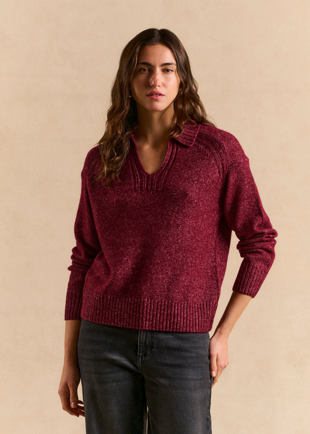 MILANETTE Ecru knitted polo-neck jumper - 1 - Sud Express - Sud Express