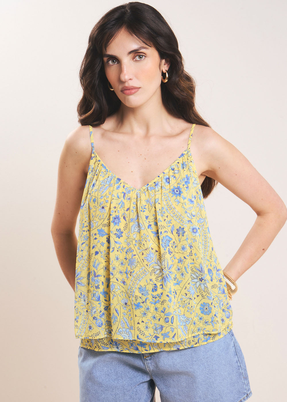 TEMIO Thin strap printed top - 1 - Sud Express - Sud Express
