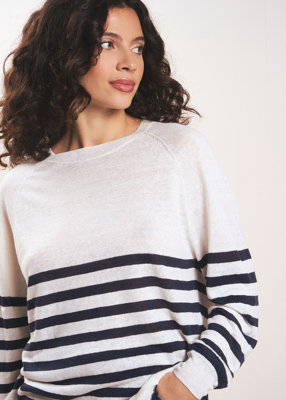 Striped linen knitted sweater - Sud Express - 5 - Sud Express