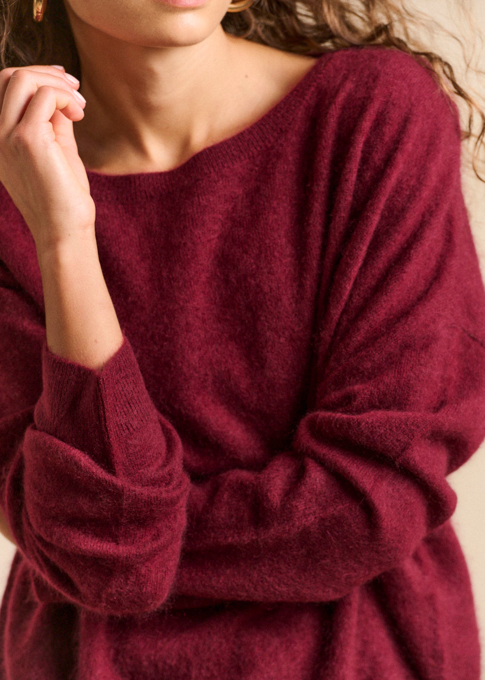 Boat neck sweater in brushed wool and cashmere - Sud Express - 2 - Sud Express
