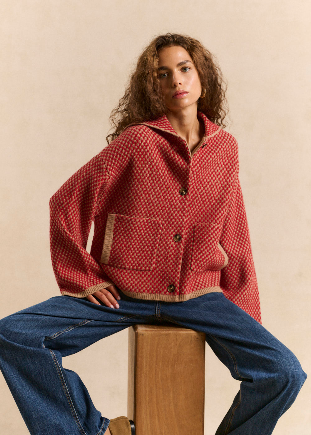 GIADOU Checkerboard knit cardigan - 1 - Sud Express - Sud Express