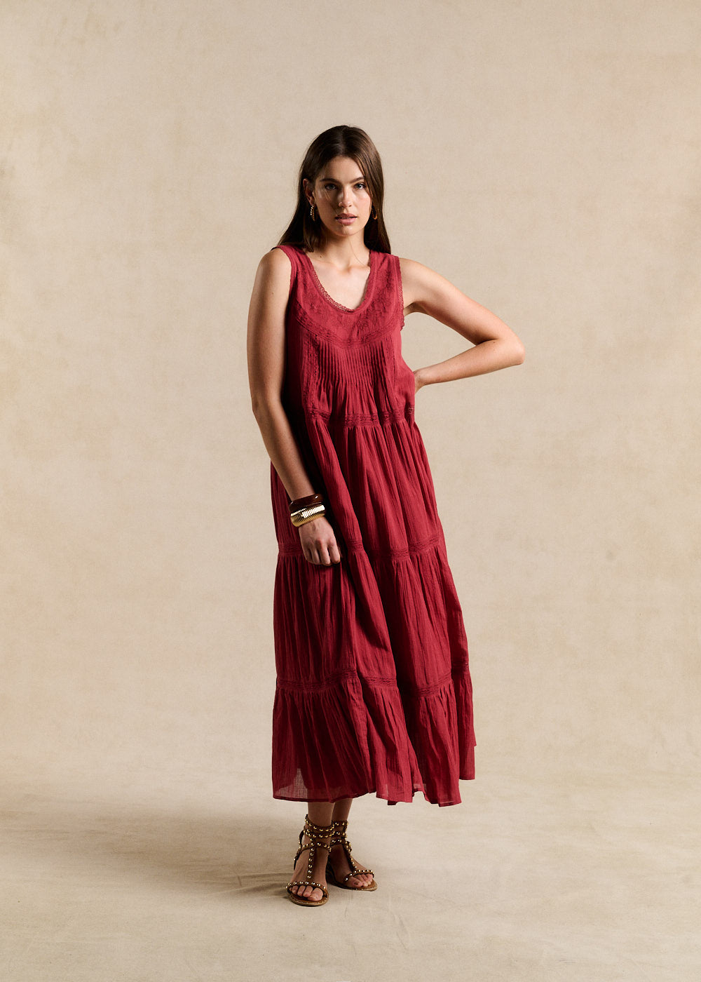 Long embroidered cotton dress - Sud Express - 5 - Sud Express