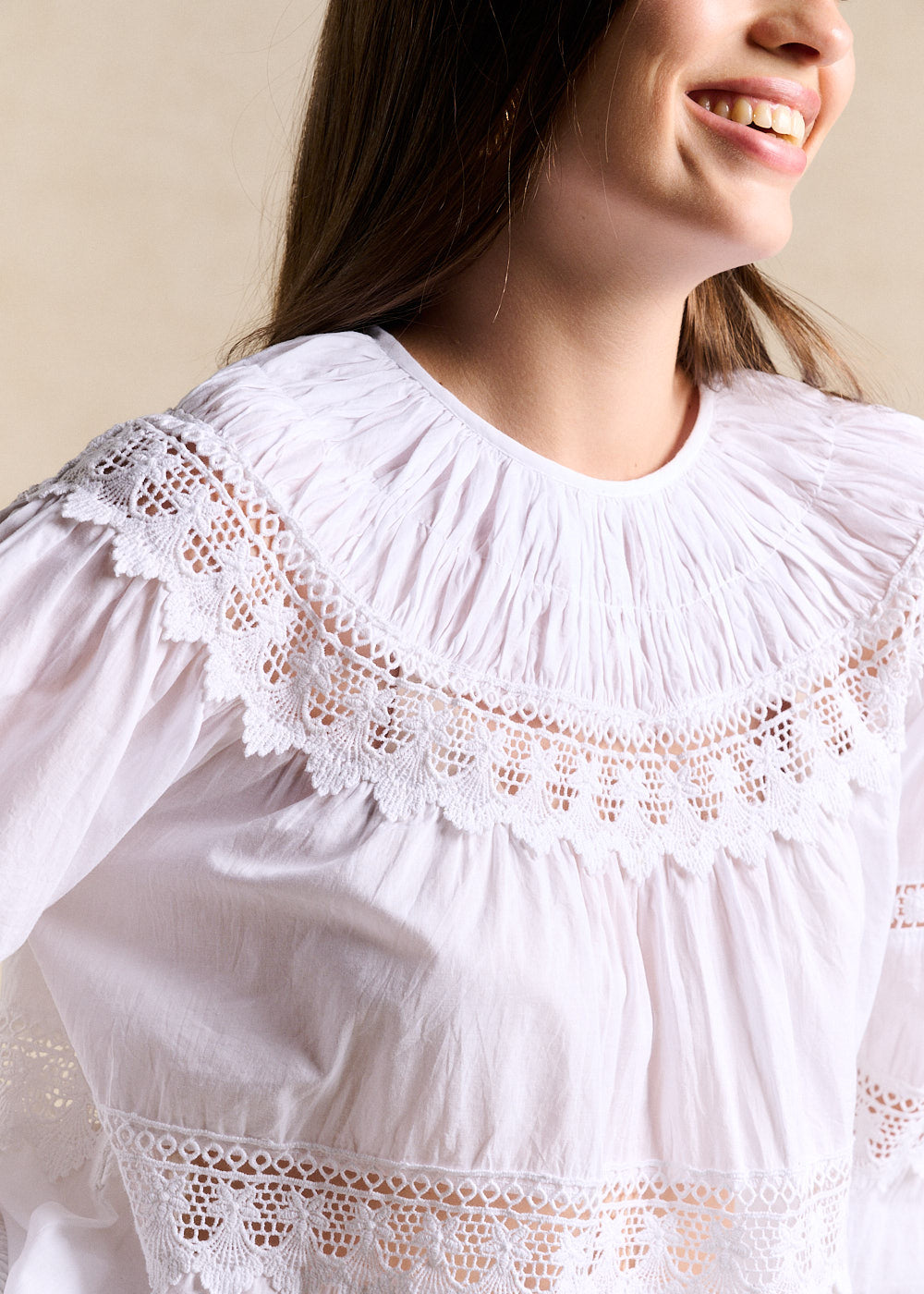 Cotton voile lace blouse - Sud Express - 2 - Sud Express