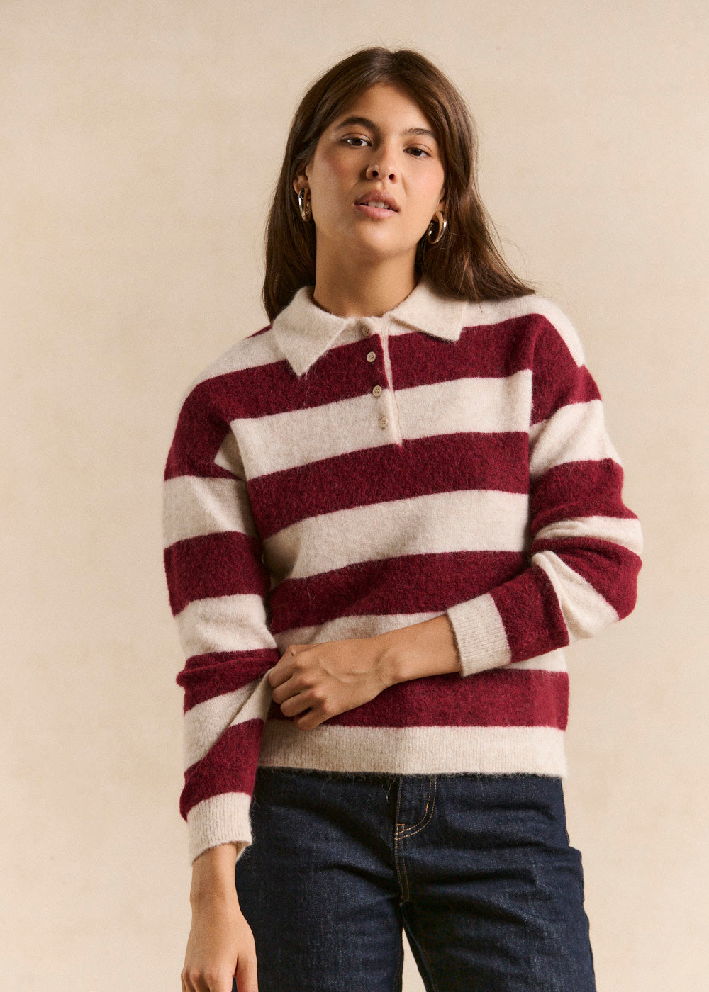 Striped polo collar sweater - Sud Express - 1 - Sud Express