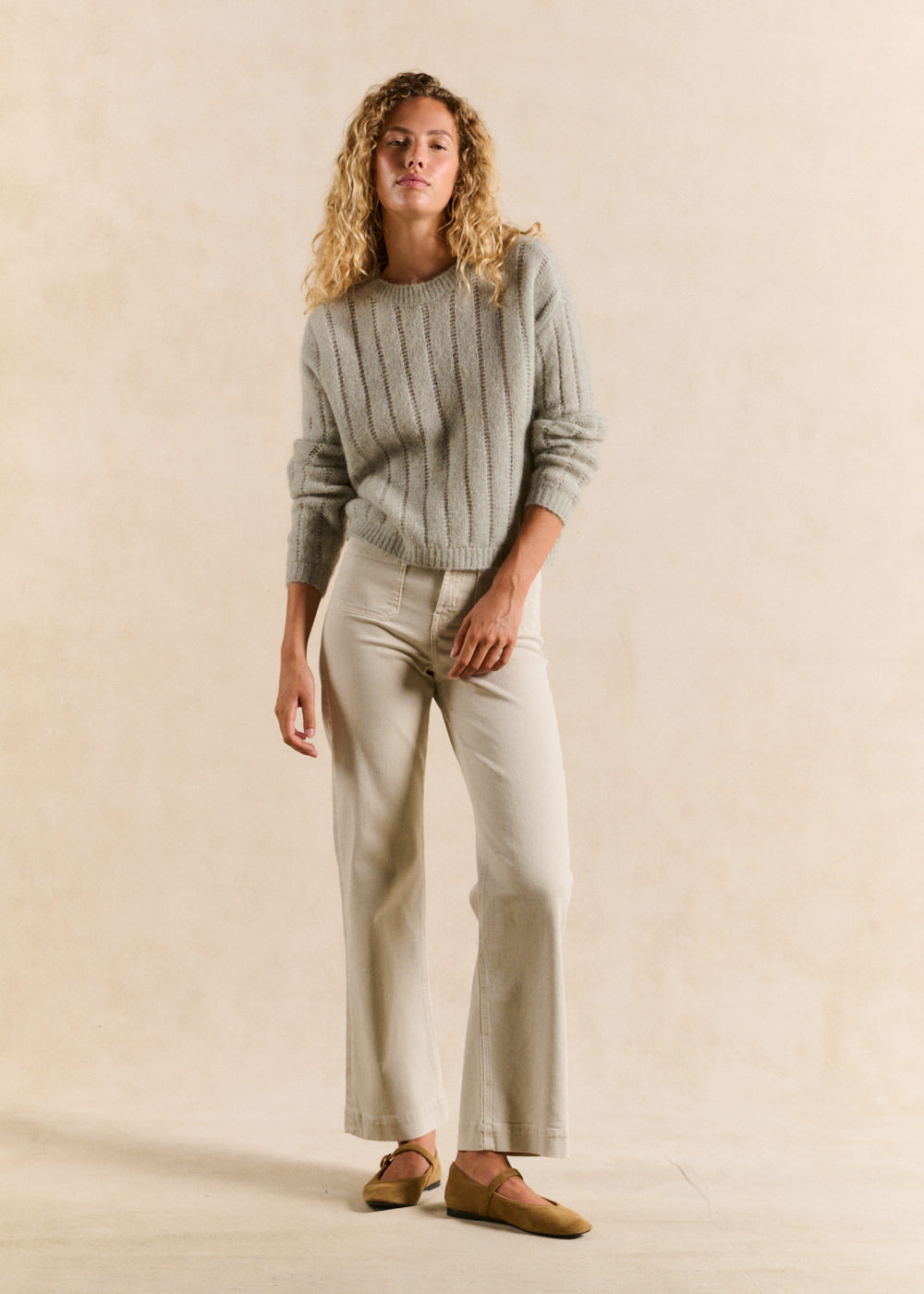 Openwork-knit round-neck jumper - Sud Express - 4 - Sud Express