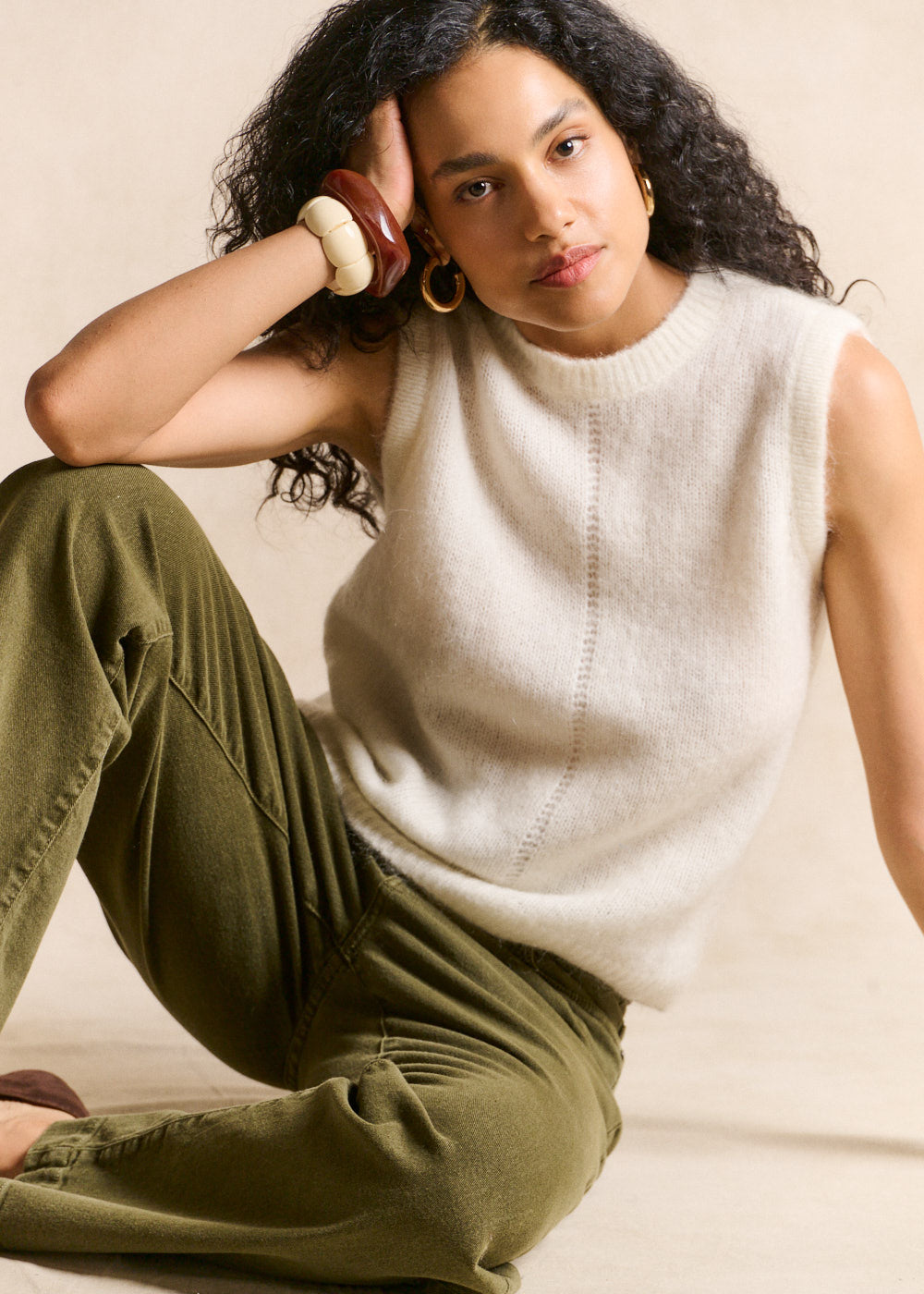 Sleeveless mohair knit vest, straight fit - Sud Express - 1 - Sud Express