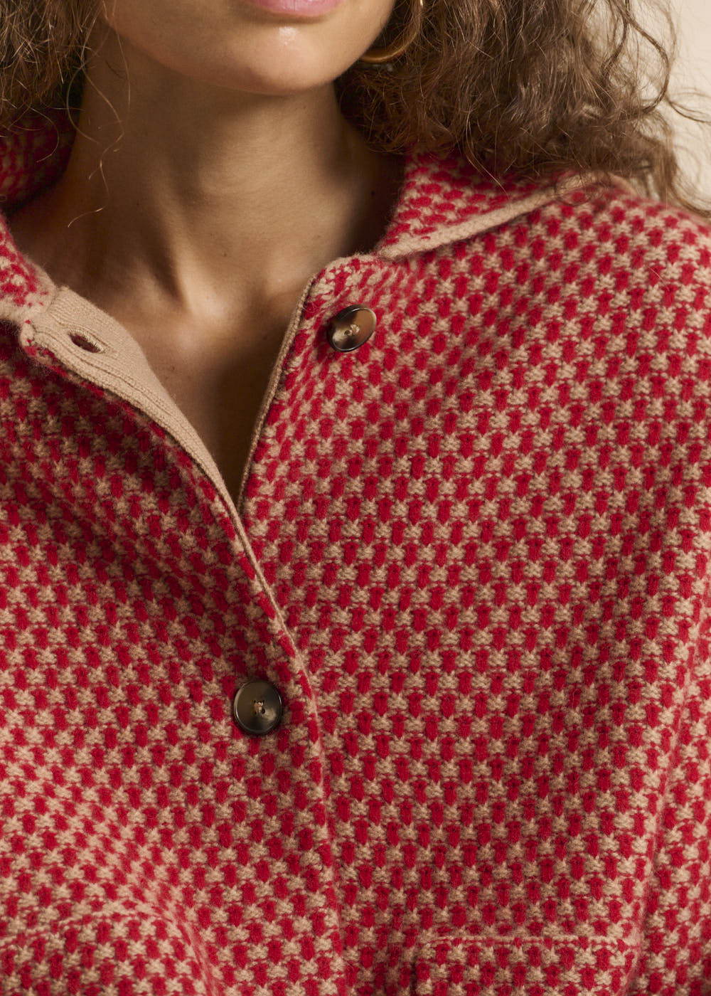 Checkerboard knit cardigan - Sud Express - 2 - Sud Express