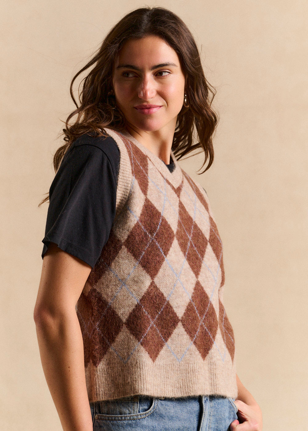 V-neck diamond jacquard sweater vest - Sud Express - 5 - Sud Express