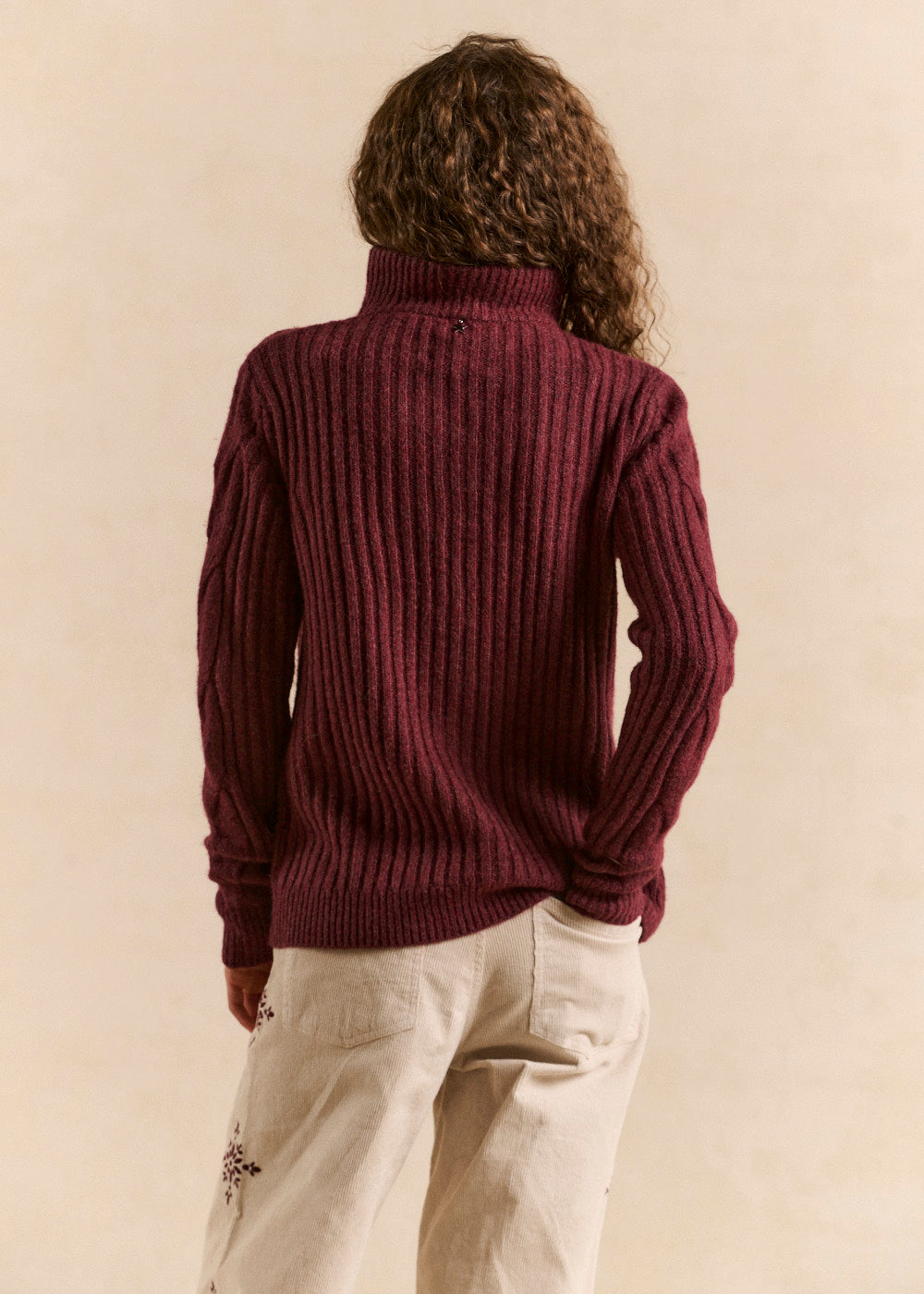 Cable-knit turtleneck zip sweater - Sud Express - 3 - Sud Express