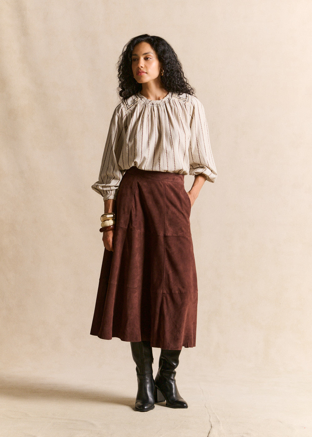 Embroidered round-neck striped blouse - Sud Express - 4 - Sud Express