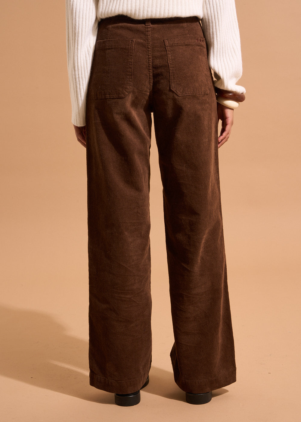 Wide-leg cotton velour trousers 700 high-waisted stripes - Sud Express - 3 - Sud Express