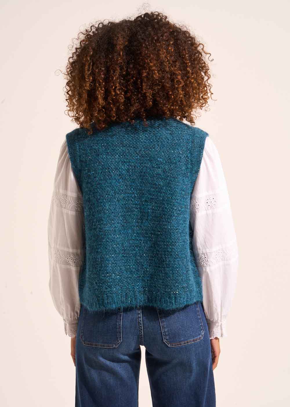Cardigan sleeveless shorts in mohair - Sud Express - 3 - Sud Express