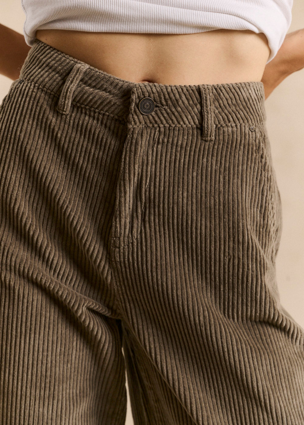 High-waisted cotton velvet wide-leg trousers - Sud Express - 5 - Sud Express
