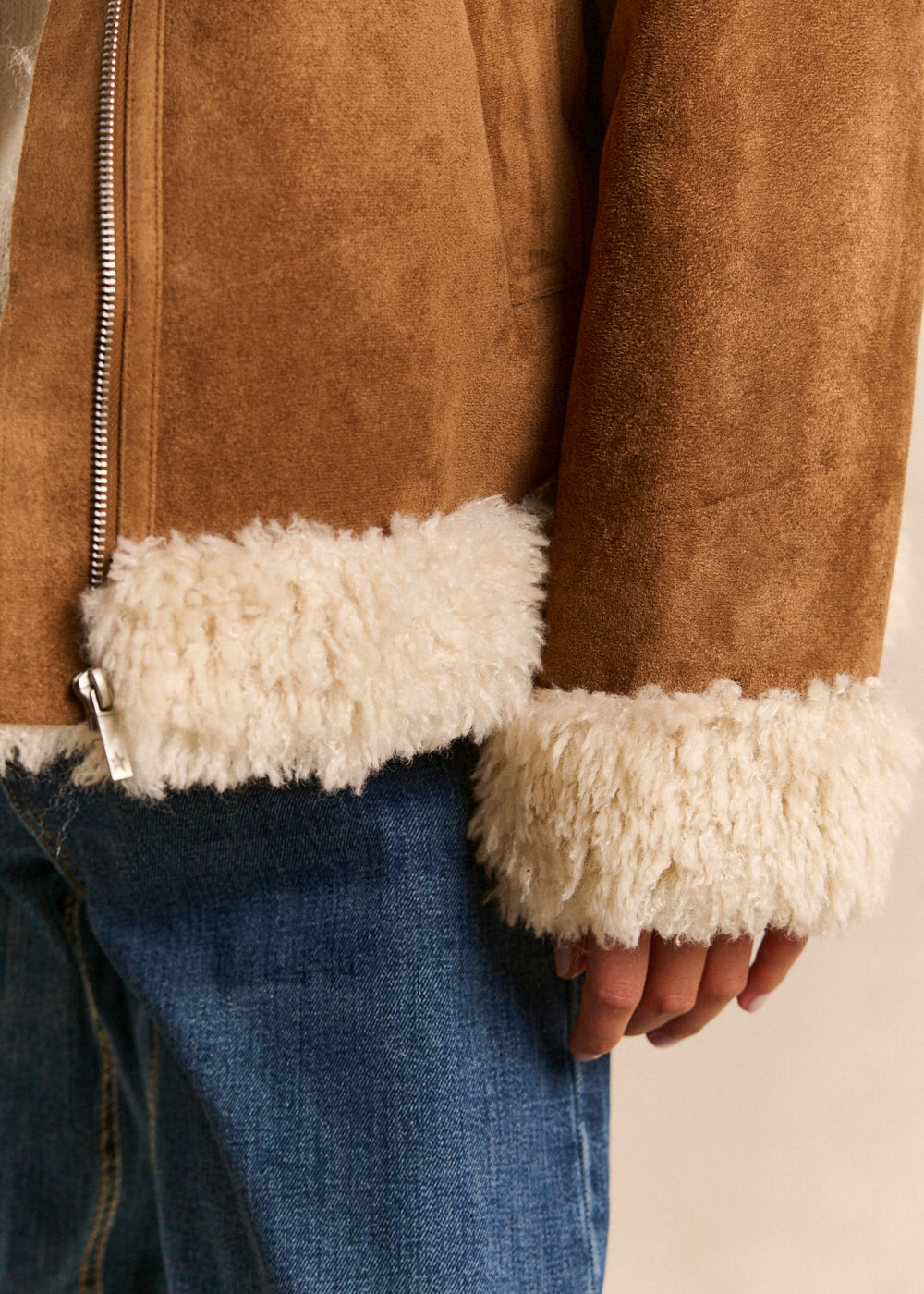 Cropped faux shearling jacket - Sud Express - 2 - Sud Express