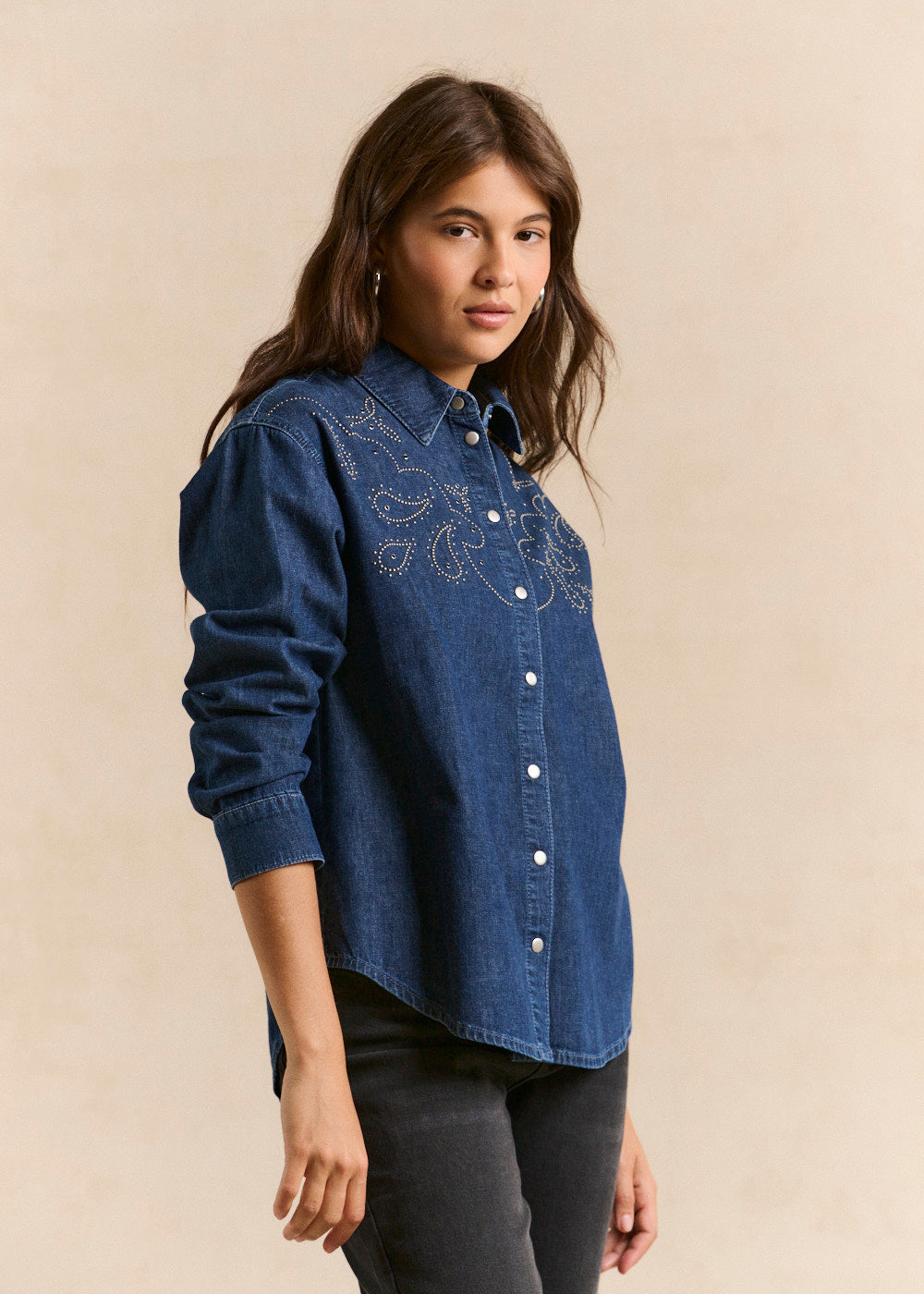 Denim shirt with studs - Sud Express - 5 - Sud Express