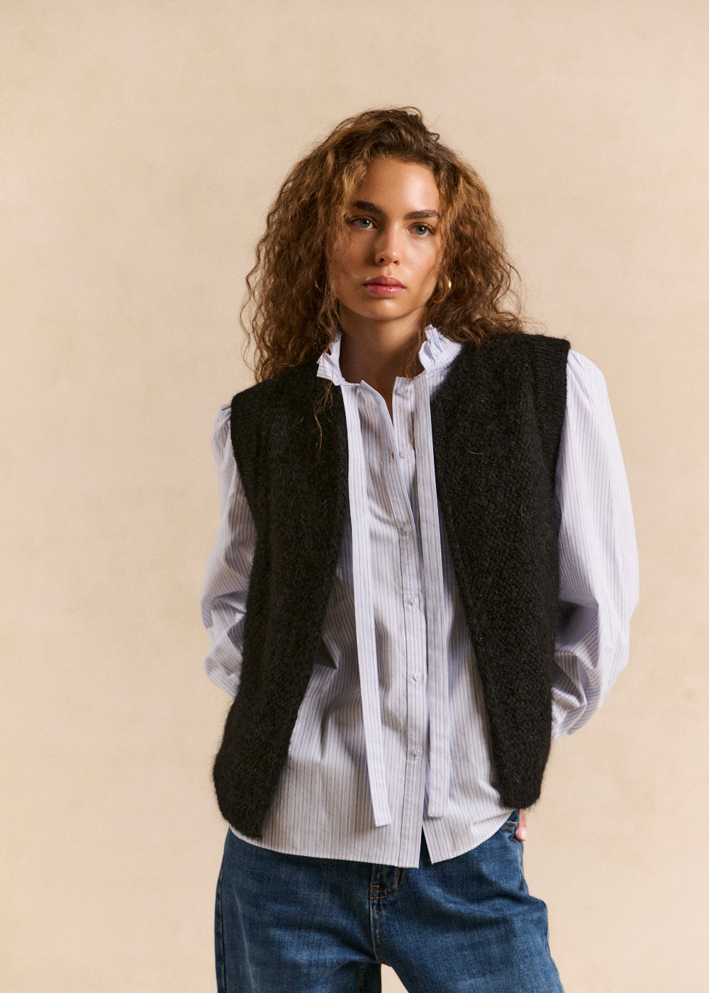 Cardigan sleeveless shorts in mohair - Sud Express - 5 - Sud Express