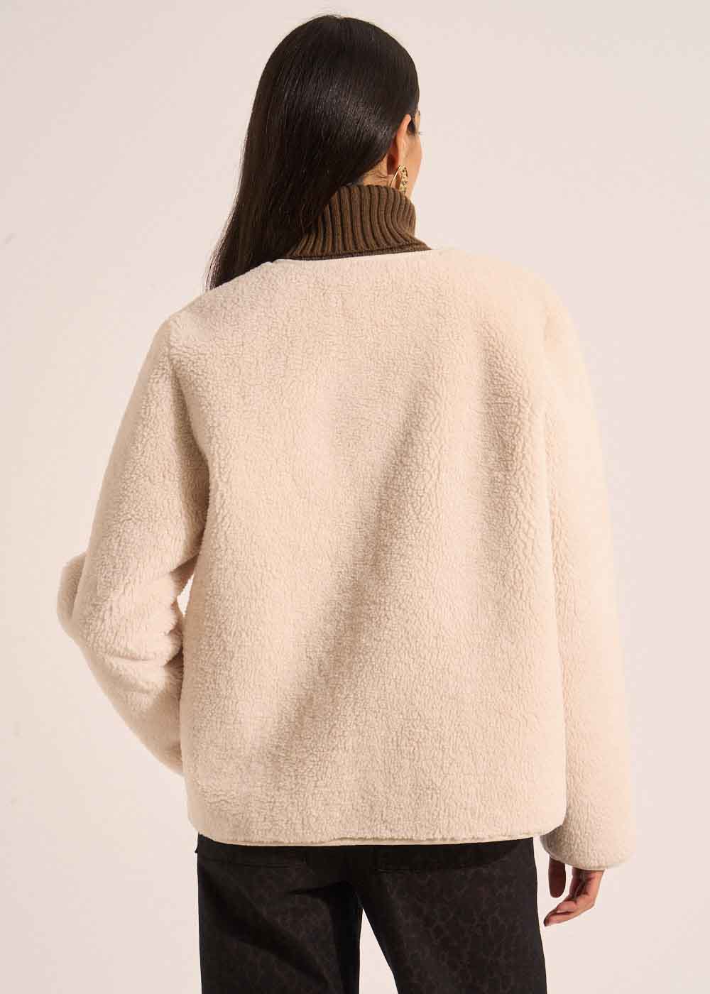 Reversible faux fur faux suede coat - Sud Express - 3 - Sud Express