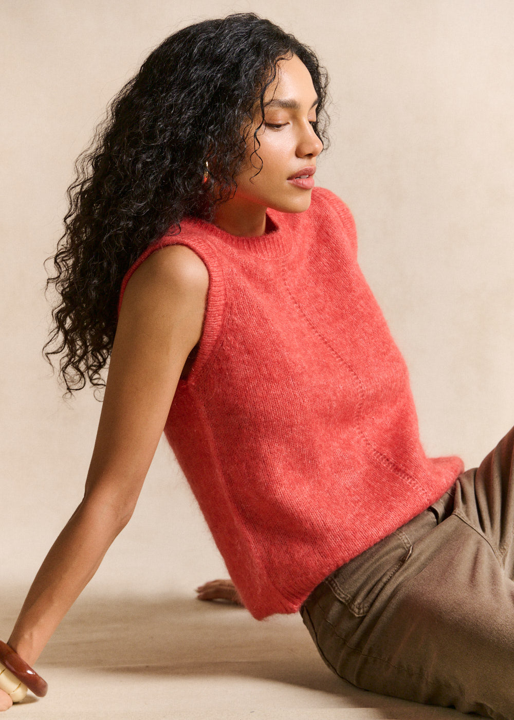 Sleeveless mohair knit vest, straight fit - Sud Express - 1 - Sud Express