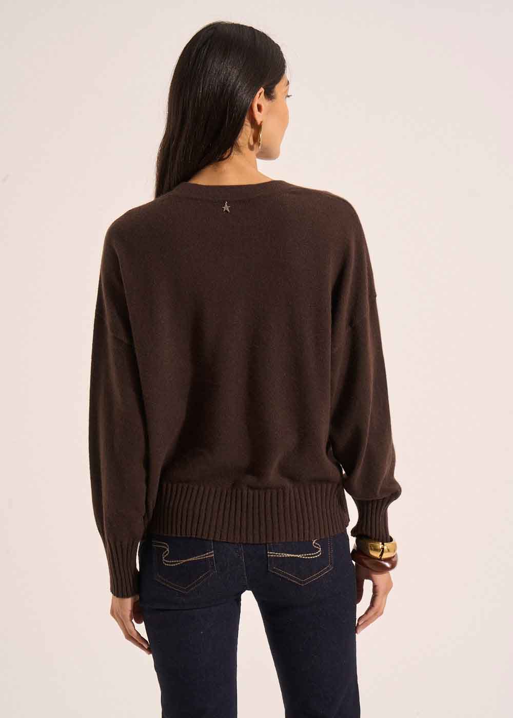 Loose-fitting cashmere V-neck cardigan - Sud Express - 3 - Sud Express