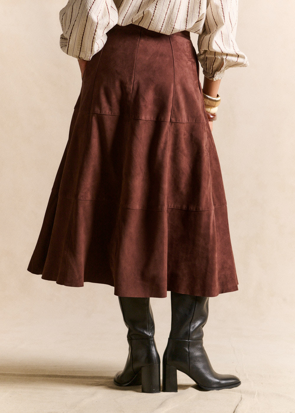 Midi skirt in suede goat leather - Sud Express - 3 - Sud Express