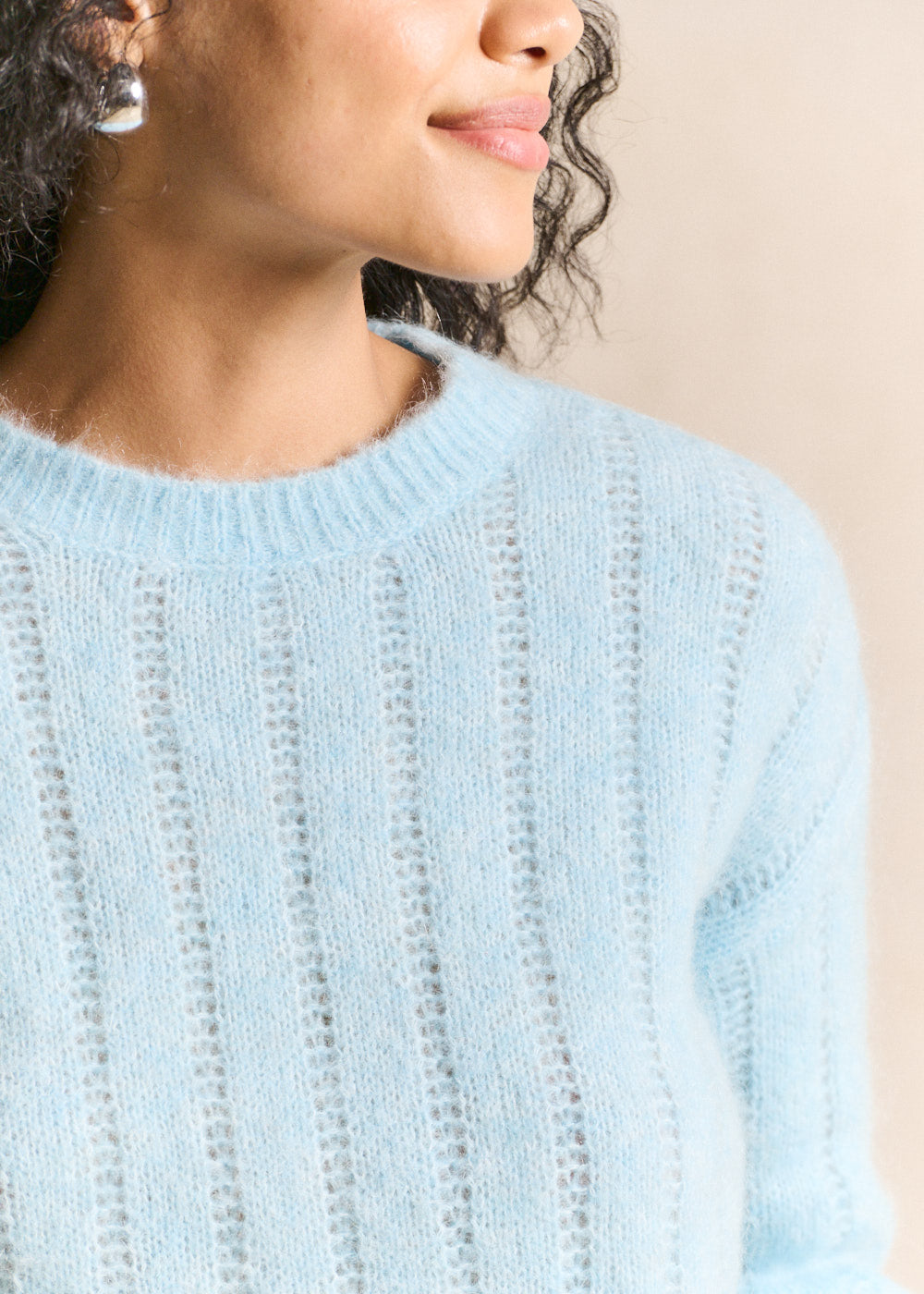 Openwork-knit round-neck jumper - Sud Express - 2 - Sud Express